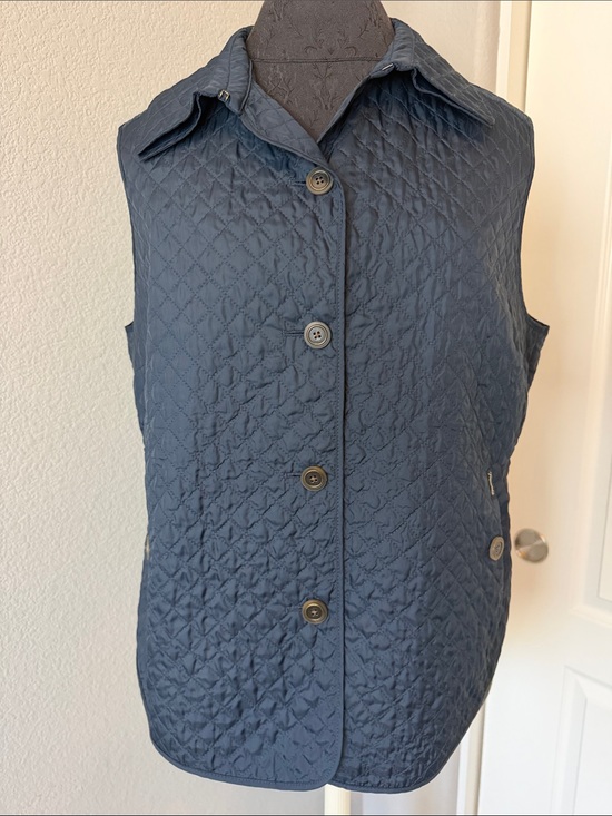 Faconnable Jackets & Blazers - Faconnable Quilted Navy Button-Front Vest Women’s Large